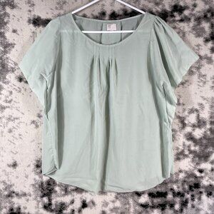 Anthropologie Postmark Blouse Womens‎ Size 8 Green Polyester Boho Casual Comfort